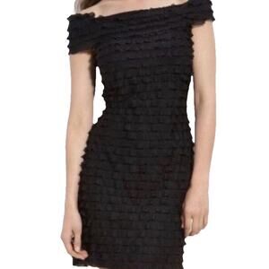 JS Collections Off the Shoulder Tiered Ruffle Bodycon Cocktail Dress Size 10